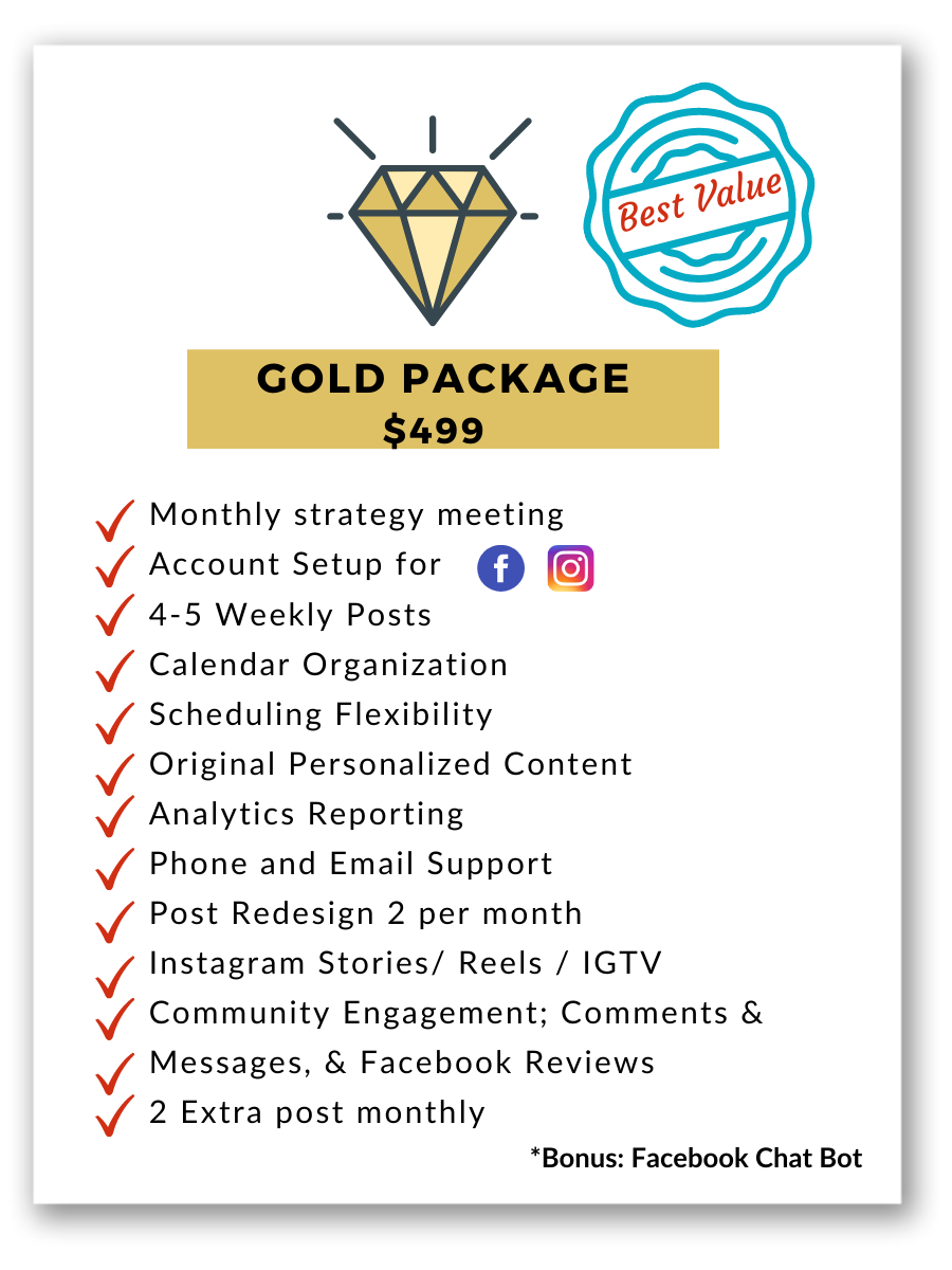 Gold package social media marketing for restaurants